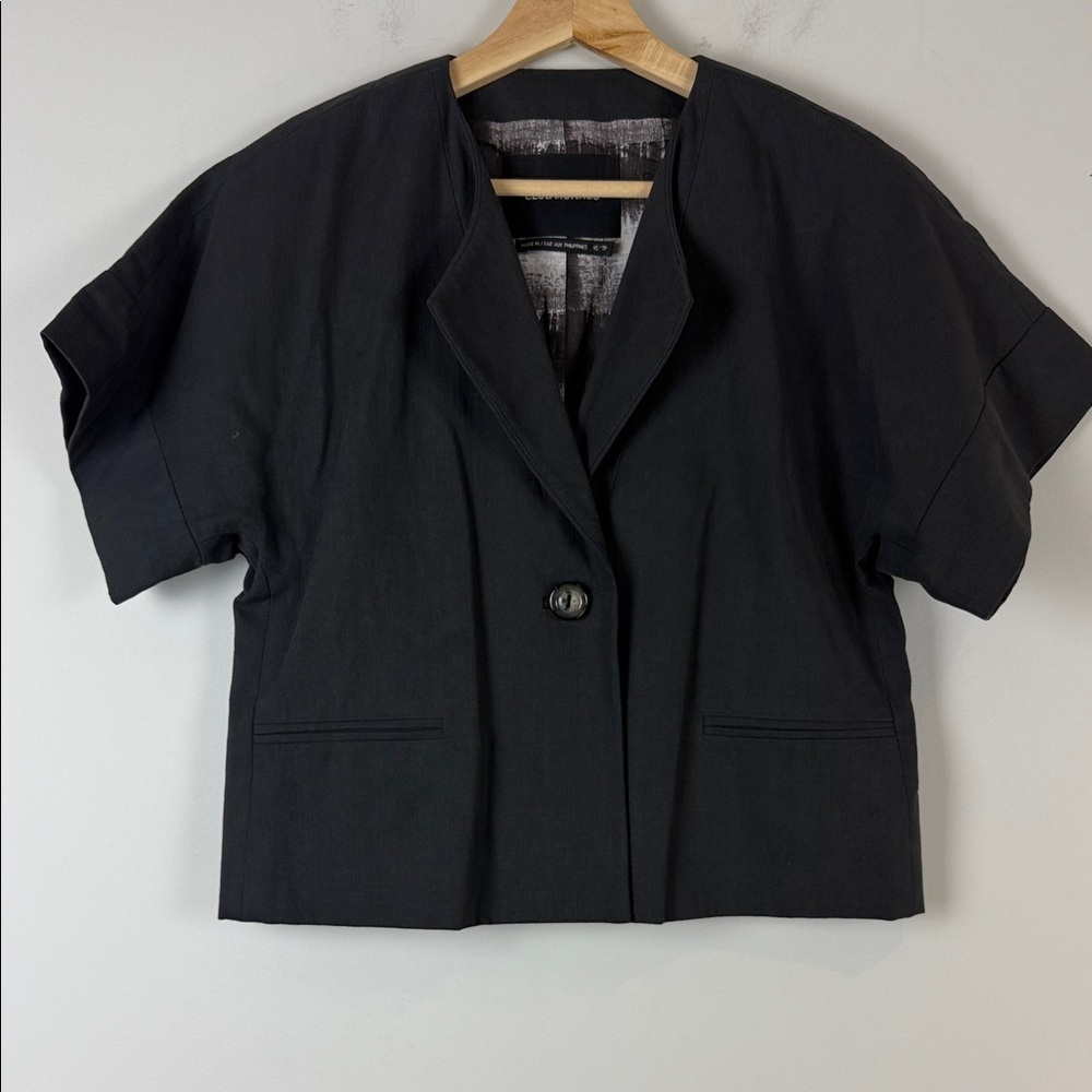 Club Monaco Dark Grey Short Sleeve Blazer Size Extra Small